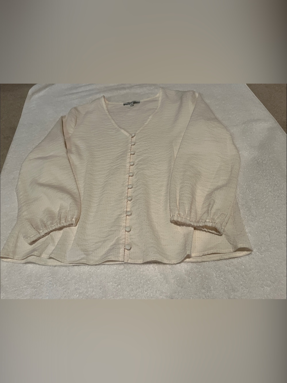 Madewell Cream Button-Front Puff Sleeve Top